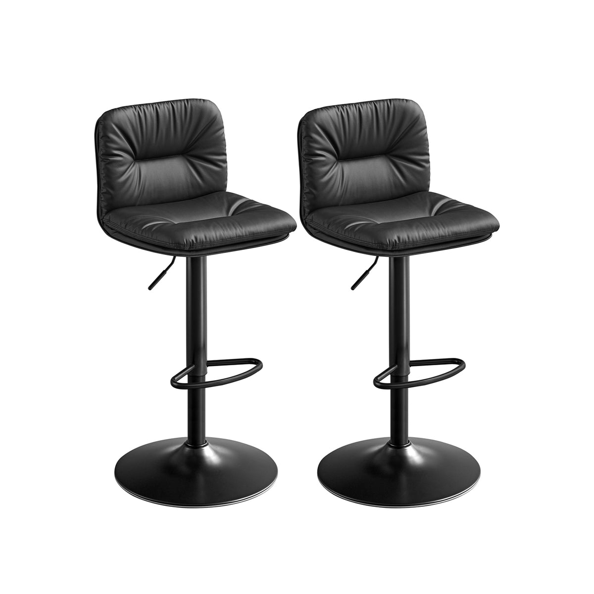 Juego de 2 taburetes de bar Biggzia Cuero PU Altura regulable 85-115cm  Negro, Sillones, Los mejores precios